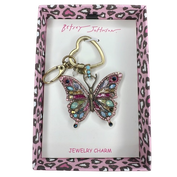 Betsey Johnson Butterfly Bag Charm Keychain - Picture 1 of 7